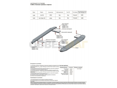 Пороги алюминиевые Rival Black для Нива ВАЗ 2131 1993-2021